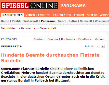 Beamte durchsuchen Flatrate Bordelle in Deutschland